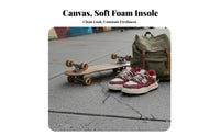 Unisex Canvas Skater Shoes, Thick Sole, Height Boost, Red Washed Elevated