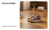 Unisex Canvas Skater Shoes, Thick Sole, Height Boost, Red Washed Elevated