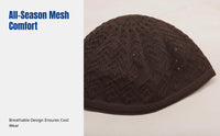 Men's Mesh Kufi Cap, Knitted Yarn, Breathable, Simple Arab Design, Four Seasons, Comfortable, Multiple Colors