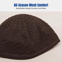 Men's Mesh Kufi Cap, Knitted Yarn, Breathable, Simple Arab Design, Four Seasons, Comfortable, Multiple Colors