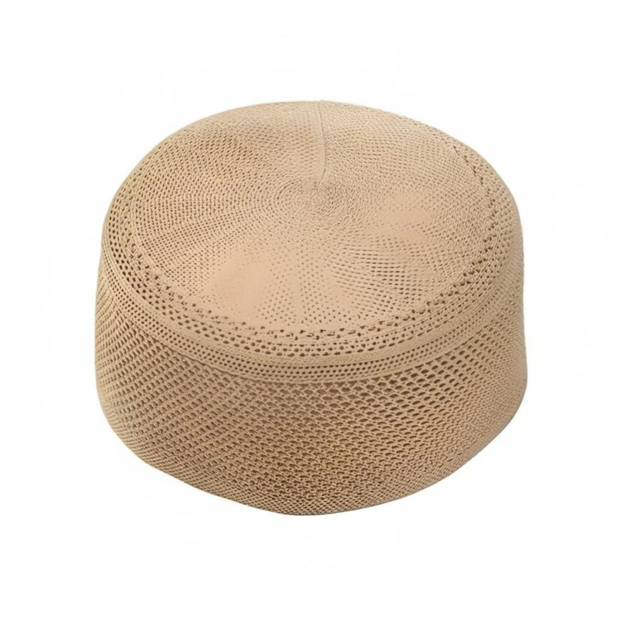 Men's Mesh Prayer Cap, Thin Summer Kufi, Breathable Flat Top, Geometric Pattern, Multiple Colors