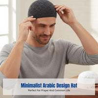 Men's Mesh Kufi Cap, Knitted Yarn, Breathable, Simple Arab Design, Four Seasons, Comfortable, Multiple Colors