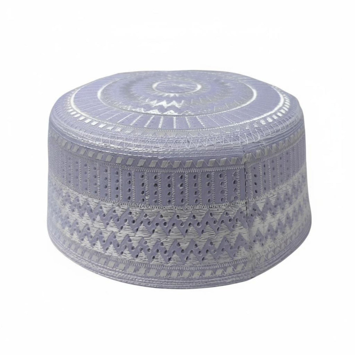Men's Embroidered Ethnic Cap, Saudi Flat Top, Contemporary Design, Round Edge, Brimless