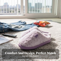 Plush Cotton House Shoes, Thick Sole, Women's Indoor Home Shoes, Winter Warm, Non-Slip Foam, Snug Fleece