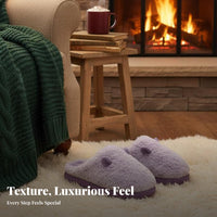 Plush Cotton House Shoes, Thick Sole, Women's Indoor Home Shoes, Winter Warm, Non-Slip Foam, Snug Fleece