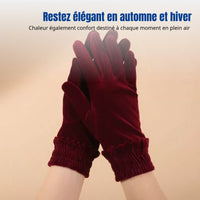 Plush Gloves, Women's Elastic Cuff, Winter Warm Outdoor Sports