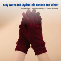 Plush Gloves, Women's Elastic Cuff, Winter Warm Outdoor Sports