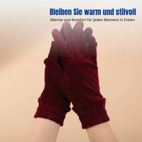 Plush Gloves, Women's Elastic Cuff, Winter Warm Outdoor Sports