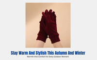 Plush Gloves, Women's Elastic Cuff, Winter Warm Outdoor Sports