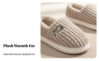 Plush House Shoes, Women's Indoor, Thickened, Warm Full Heel, Non-Slip, Autumn Winter
