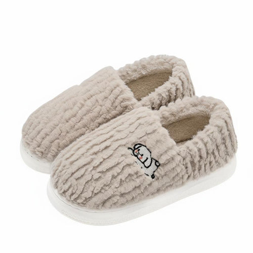 Plush House Shoes, Women's Indoor, Thickened, Warm Full Heel, Non-Slip, Autumn Winter