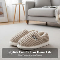 Plush House Shoes, Women's Indoor, Thickened, Warm Full Heel, Non-Slip, Autumn Winter