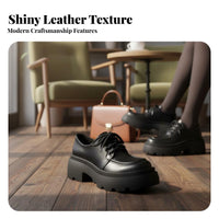 British Style Platform Loafers, Black Leather Women's Shoes, Autumn Winter 2025, Versatile, Casual, Thick Sole