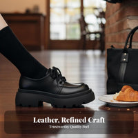 British Style Platform Loafers, Black Leather Women's Shoes, Autumn Winter 2025, Versatile, Casual, Thick Sole