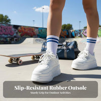 Women's Platform Sneakers, Genuine Leather, Korean Style, Thick Sole, Casual Board Shoes, Versatile Student Trend