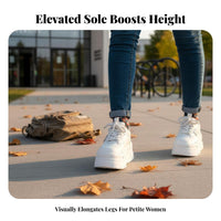 Women's Platform Sneakers, Genuine Leather, Korean Style, Thick Sole, Casual Board Shoes, Versatile Student Trend