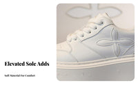 Thick Sole Cream Athletic Shoes for Women, 2025 New Season, Height Increasing, Relaxed Sport Shoes, Lace-Up, Stylish Design