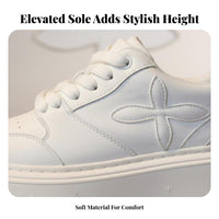 Thick Sole Cream Athletic Shoes for Women, 2025 New Season, Height Increasing, Relaxed Sport Shoes, Lace-Up, Stylish Design