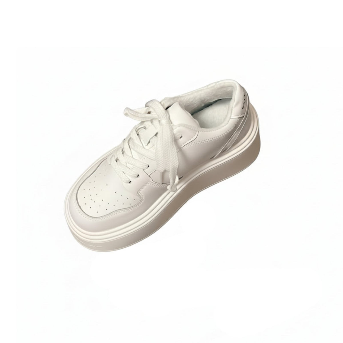 Thick Sole Cream Athletic Shoes for Women, 2025 New Season, Height Increasing, Relaxed Sport Shoes, Lace-Up, Stylish Design