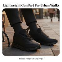 Men's Lightweight Mesh Athletic Shoes, Breathable Running Sneakers, Black Work Leisure