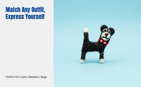 Handmade Wool Brooch, Cute Dog Pin, Cartoon Animal Accessory for Coat, Sweater, Bag
