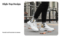 Autumn Winter Men's High Top Sneakers, Height Boost, Korean Style, Casual Shoes