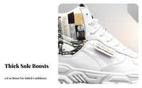 Autumn Winter Men's High Top Sneakers, Height Boost, Korean Style, Casual Shoes