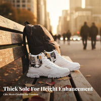 Autumn Winter Men's High Top Sneakers, Height Boost, Korean Style, Casual Shoes