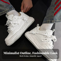 cream shoes, 8cm Height Increase, Unisex Chunky Sole, fashionable Minimalist Board Shoes
