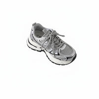 Women's Silver Dad Sneakers, Thick Sole, Height Boost, Casual Sport, 2025