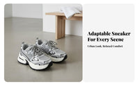 Women's Silver Dad Sneakers, Thick Sole, Height Boost, Casual Sport, 2025