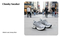 Women's Silver Dad Sneakers, Thick Sole, Height Boost, Casual Sport, 2025