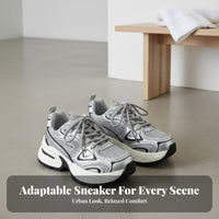Women's Silver Dad Sneakers, Thick Sole, Height Boost, Casual Sport, 2025