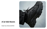 Dad Shoes, Height Boost, Black Fighter Urban Design, Unisex, Autumn Winter, Plush Lined, Lightweight