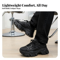 Dad Shoes, Height Boost, Black Fighter Urban Design, Unisex, Autumn Winter, Plush Lined, Lightweight