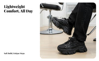 Dad Shoes, Height Boost, Black Fighter Urban Design, Unisex, Autumn Winter, Plush Lined, Lightweight