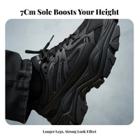 Dad Shoes, Height Boost, Black Fighter Urban Design, Unisex, Autumn Winter, Plush Lined, Lightweight