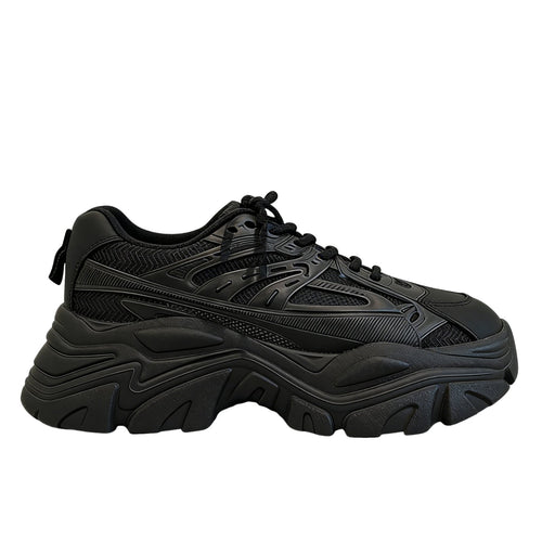 Dad Shoes, Height Boost, Black Fighter Urban Design, Unisex, Autumn Winter, Plush Lined, Lightweight