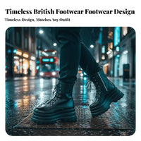 Genuine Leather Ankle Boots, British Style Elevated Short Boots, 9cm Thick Sole Leg Effect, Fastener Closure