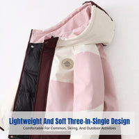 Multi-Functional Kids Down Jacket, Winter Ski Coat, Outdoor Windproof Hooded Puffer, Unisex