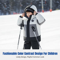 Multi-Functional Kids Down Jacket, Winter Ski Coat, Outdoor Windproof Hooded Puffer, Unisex