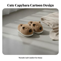 Capybara Plush House Shoes, Closed Back, Unisex, Cute Winter Indoor Slippers