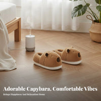 Capybara Plush House Shoes, Closed Back, Unisex, Cute Winter Indoor Slippers