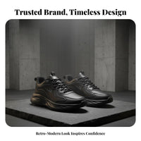 Men's Athletic Shoes, Winter Fleece Lined, Black Leather Upper, Comfortable Running, Soft Sole, 2025 New Design