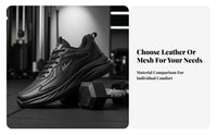 Men's Athletic Shoes, Winter Fleece Lined, Black Leather Upper, Comfortable Running, Soft Sole, 2025 New Design