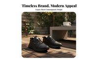 Men's Athletic Shoes, Winter Fleece Lined, Black Leather Upper, Comfortable Running, Soft Sole, 2025 New Design