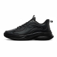 Men's Athletic Shoes, Winter Fleece Lined, Black Leather Upper, Comfortable Running, Soft Sole, 2025 New Design