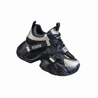 Genuine Leather Dad Sneakers, Women's Chunky Sole, Height Boost, Autumn Winter Casual Shoes