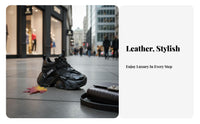 Genuine Leather Dad Sneakers, Women's Chunky Sole, Height Boost, Autumn Winter Casual Shoes