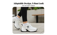 Chunky Dad Shoes for Women, 2024 New Cross Flower Design, Thick Sole, Height Boost, Genuine Leather, Cream, Breathable Mesh, Lace-Up
